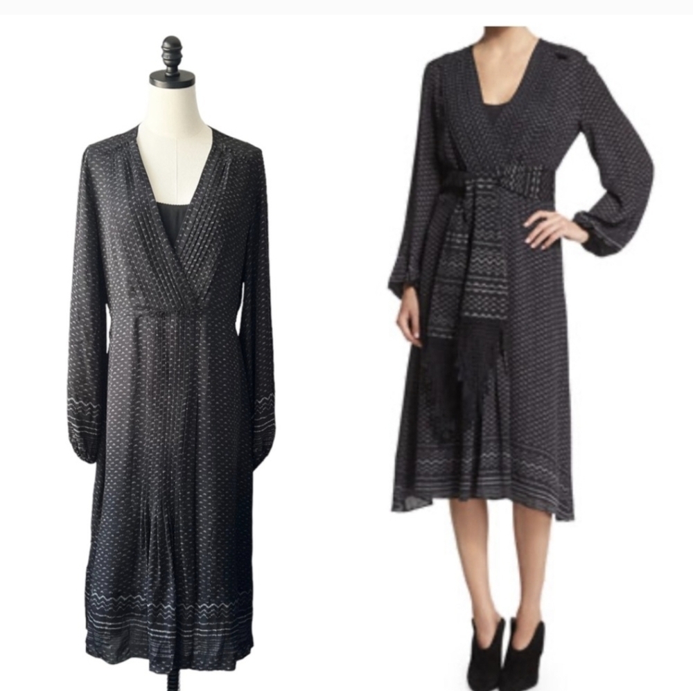 Kobi Halperin,Elegant Silk Patterned Dress, Size 8
